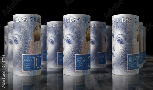 Swedish Krone money banknotes pack illustration photo