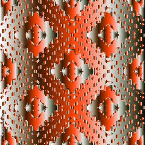 Patterns with black-and-red-and-white gradient. Abstract metallic background. 
