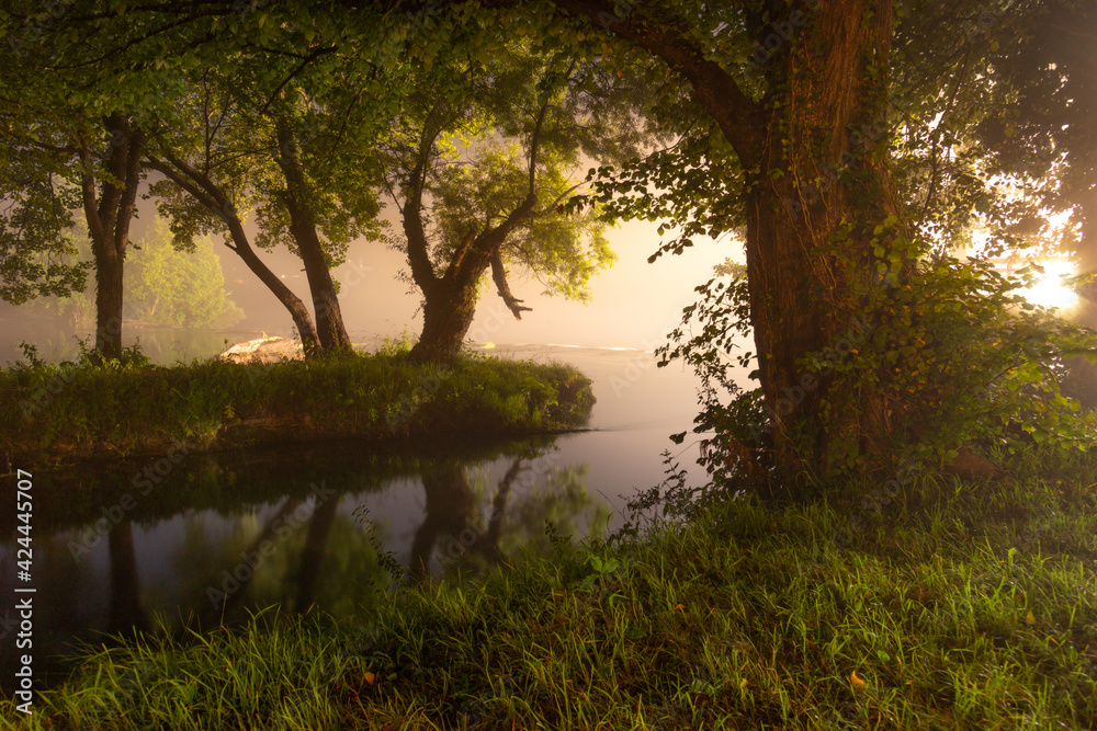 foggy river under the moon light foggy river under the moon light