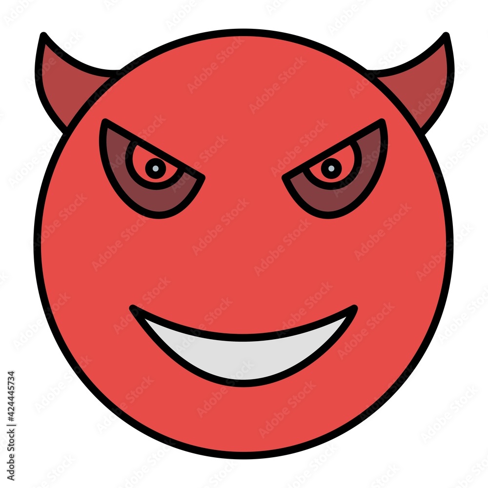 Vector Devil Outline Icon Design Vector Devil Outline Icon Design