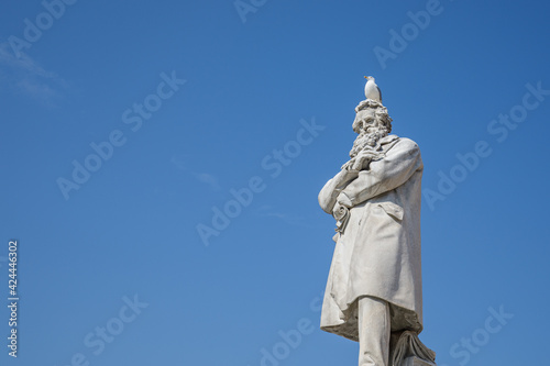 Nicolo Tommaseo statue with seagull  Venice  Italy