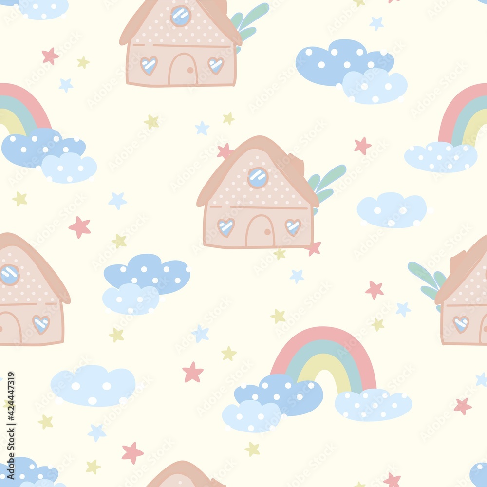 Sweet Home graphic cartoon vector illustration seamless pattern Sweet Home graphic cartoon vector illustration seamless pattern