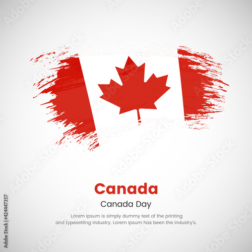 Brush painted grunge flag of Canada country. Happy canada day. Abstract creative painted grunge brush flag background.
