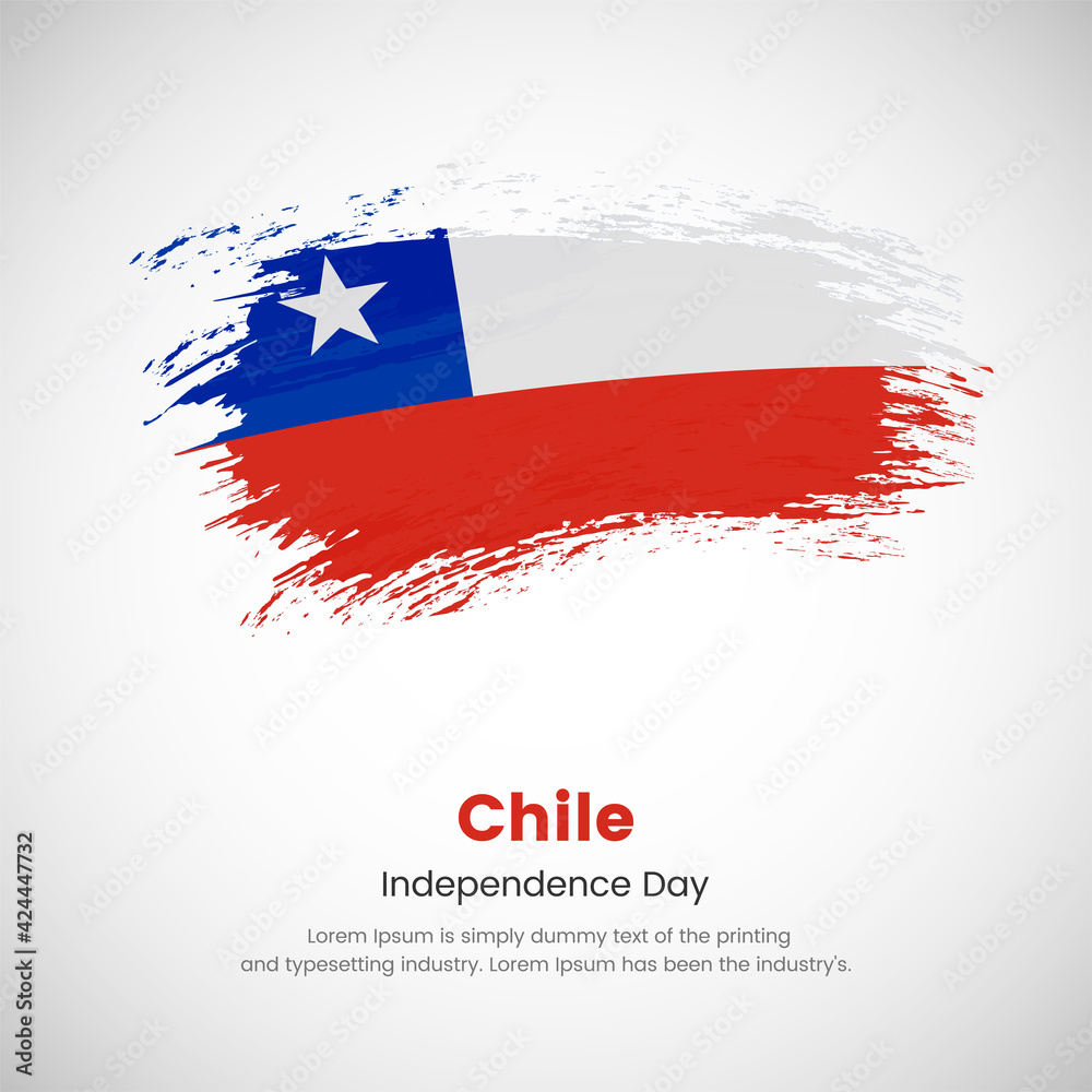 Brush painted grunge flag of Chile country. Independence day of Chile. Abstract creative painted grunge brush flag background. Brush painted grunge flag of Chile country. Independence day of Chile. Abstract creative painted grunge brush flag background.