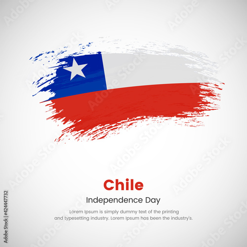 Brush painted grunge flag of Chile country. Independence day of Chile. Abstract creative painted grunge brush flag background.