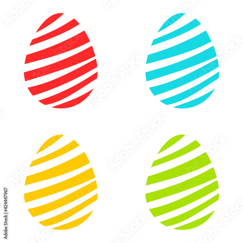 Logo eggs. Set of eggs. Eggs red, yellow, blue and green color. Icon. Vector illustration. EPS 10.