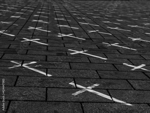 White crosses on the street
