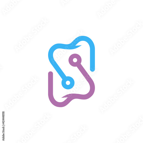 Dental logotype logo template - 2 teeth connected to form the letter S design vector