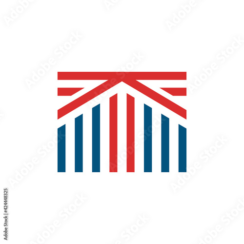 union jack in stripes form a house shape - UK real estate and property logo design