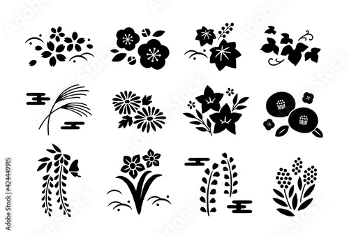 シンプルな和風の植物のアイコン