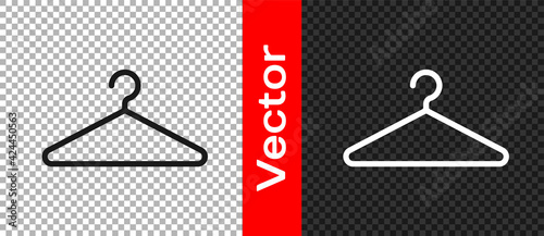 Black Hanger wardrobe icon isolated on transparent background. Cloakroom icon. Clothes service symbol. Laundry hanger sign. Vector