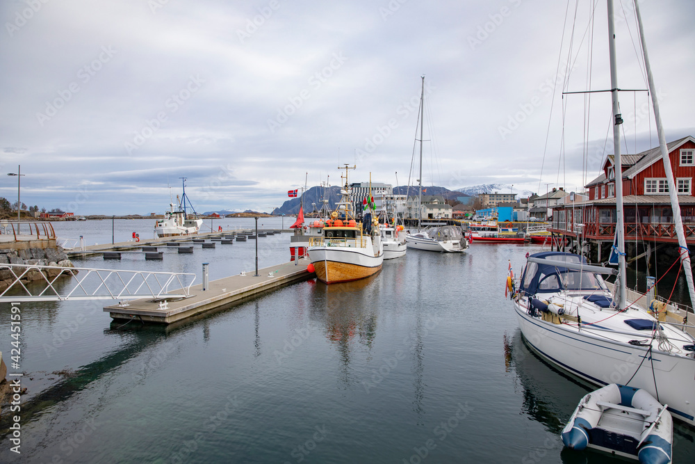 Boats in Brønnøysund harbor,Helgeland,Nordland county,Norway,scandinavia,Europe