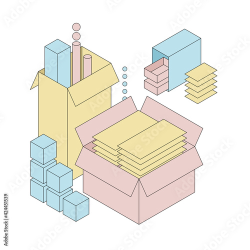 Delivery and shipping carton package. Cardboard boxes