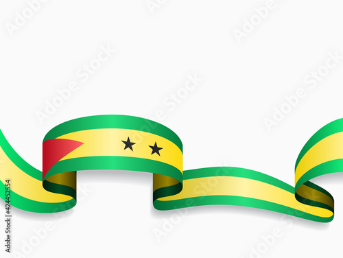 Sao Tome and Principe flag wavy abstract background. Vector illustration.