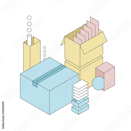 Delivery and shipping carton package. Cardboard boxes