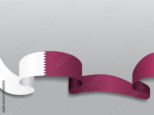 Qatari flag wavy abstract background. Vector illustration.