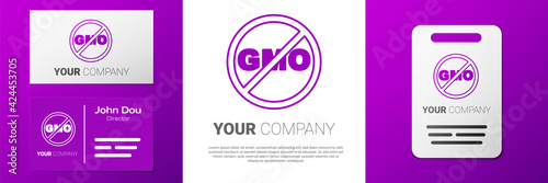 Logotype No GMO icon isolated on white background. Genetically modified organism acronym. Dna food modification. Logo design template element. Vector