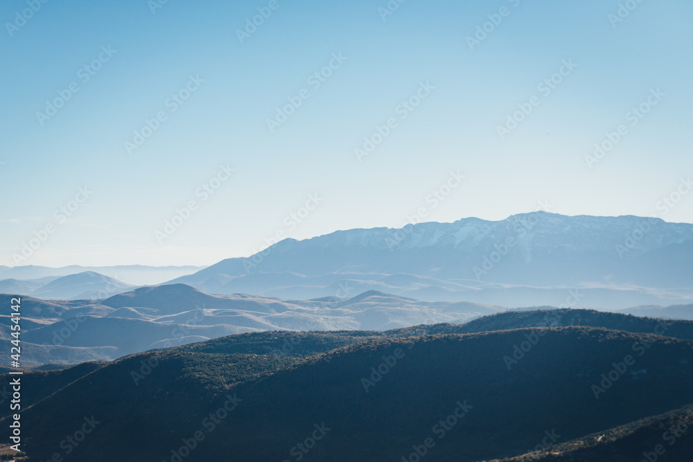 Italian mountains - panoramic view of Apennines, located in Abruzzo. Municipality of Calascio, in the Province of L'Aquila, Abruzzo, Italy