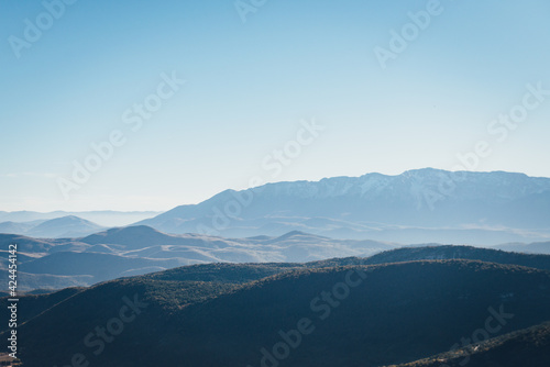 Italian mountains - panoramic view of Apennines, located in Abruzzo. Municipality of Calascio, in the Province of L'Aquila, Abruzzo, Italy