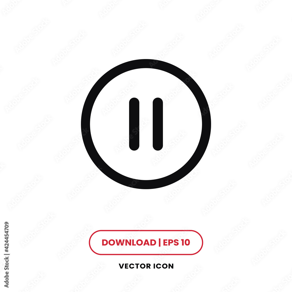 Pause icon vector. Player button sign Pause icon vector. Player button sign