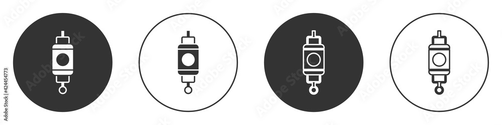 Black Chinese paper lantern icon isolated on white background. Circle button. Vector Black Chinese paper lantern icon isolated on white background. Circle button. Vector