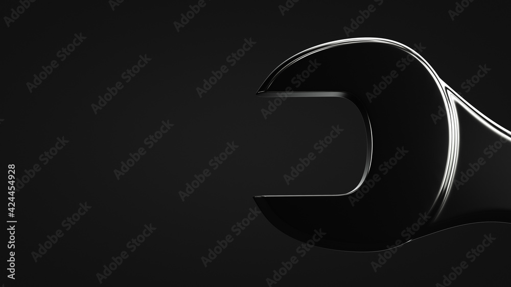 Silhouette of a wrench. Dark background. Support topics. Silhouette of a wrench. Dark background. Support topics.