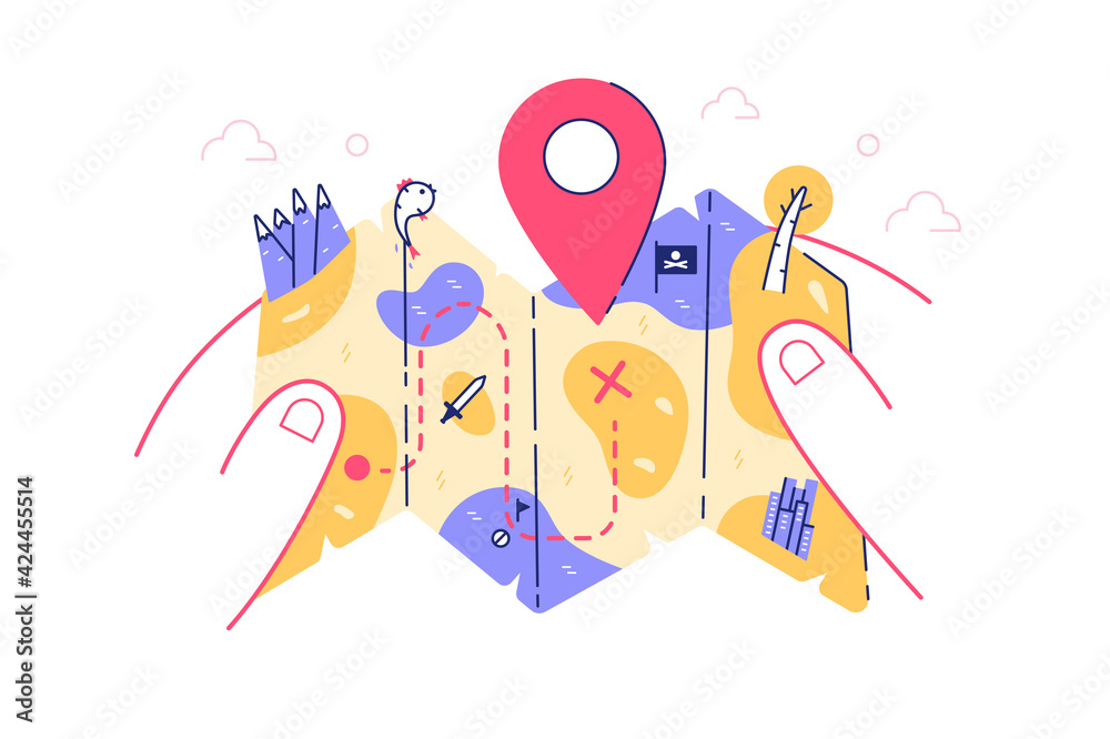 Map in persons hand Map in persons hand