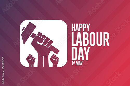 Happy Labour Day. 1 May. Holiday concept. Template for background, banner, card, poster with text inscription. Vector EPS10 illustration.