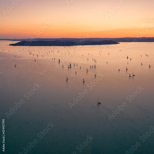 Sailing boats at Lake Balaton photo