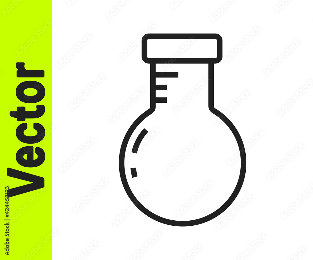 Black line Test tube and flask chemical laboratory test icon isolated on white background. Laboratory glassware sign. Vector