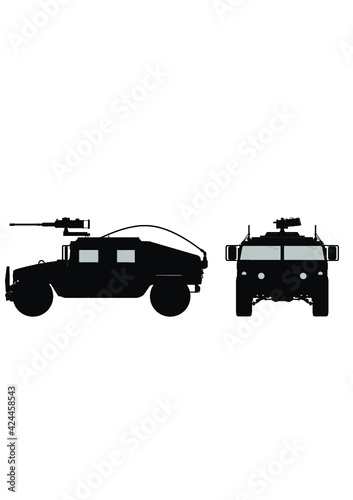 高機動多用途装輪車両 US Army Light Tactical Vehicle HMMWV with GUN Turret silhouette