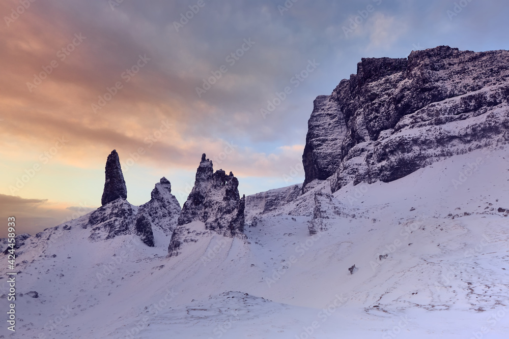 Old Man Storr, Isle Skye, Scotland. famous place. stunning rock formation