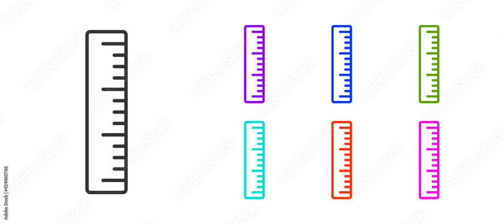 Black line Ruler icon isolated on white background. Straightedge symbol. Set icons colorful. Vector Black line Ruler icon isolated on white background. Straightedge symbol. Set icons colorful. Vector