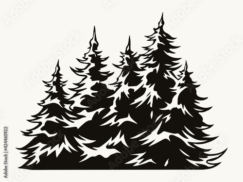 Fir trees vintage template