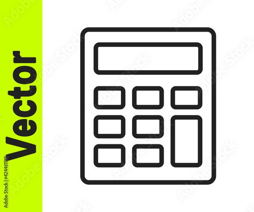 Black line Calculator icon isolated on white background. Accounting symbol. Business calculations mathematics education and finance. Vector