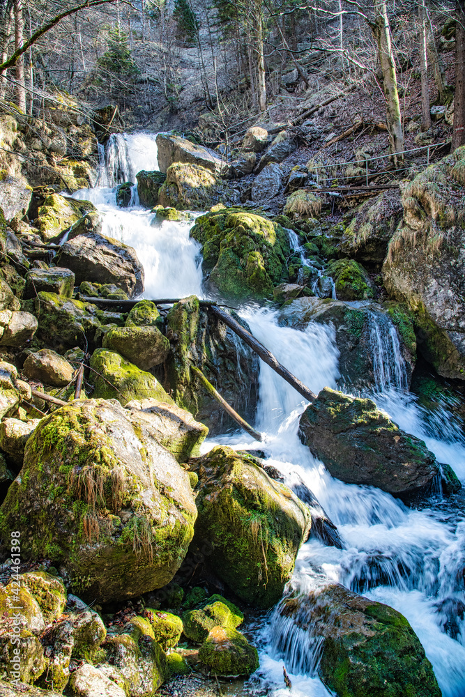 Obraz premium The Trefflingfall is located in the Vorderen Tormäuern of the Ötscher-Tormäuer Nature Park, Lower Austria