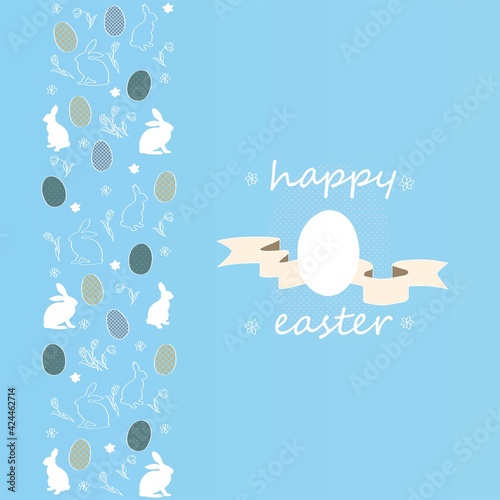 easter card, bunnies, ribbon