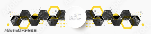 Modern science or technology abstract background using hexagonal shapes. Wireframe spot surface illustration. Vector.