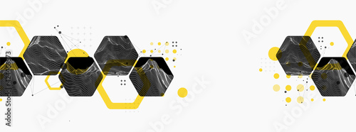 Modern science or technology abstract background using hexagonal shapes. Wireframe spot surface illustration. Vector.
