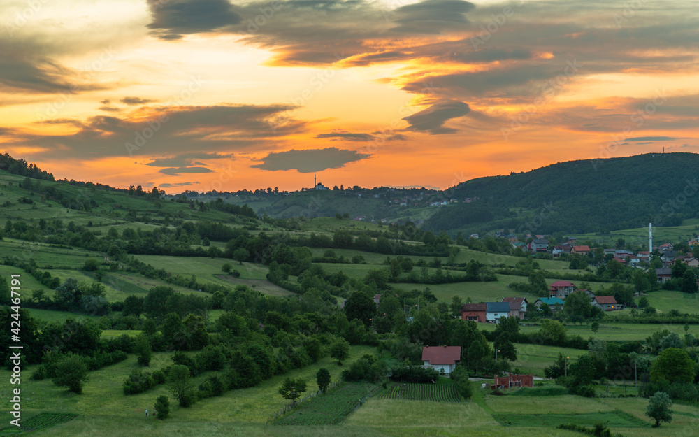 Fototapeta premium sunset in the mountains