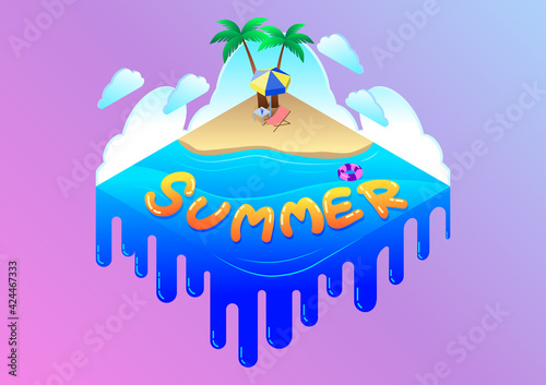 Isometric infographic elements with the holiday vacation, summer, Vectors, and infographics. Holiday vacation concept.