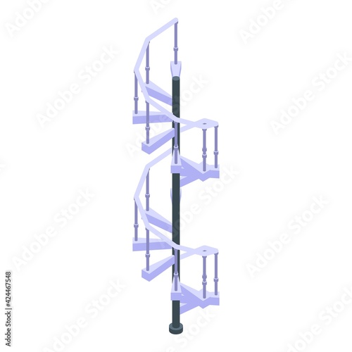 Rotate spiral staircase icon. Isometric of Rotate spiral staircase vector icon for web design isolated on white background