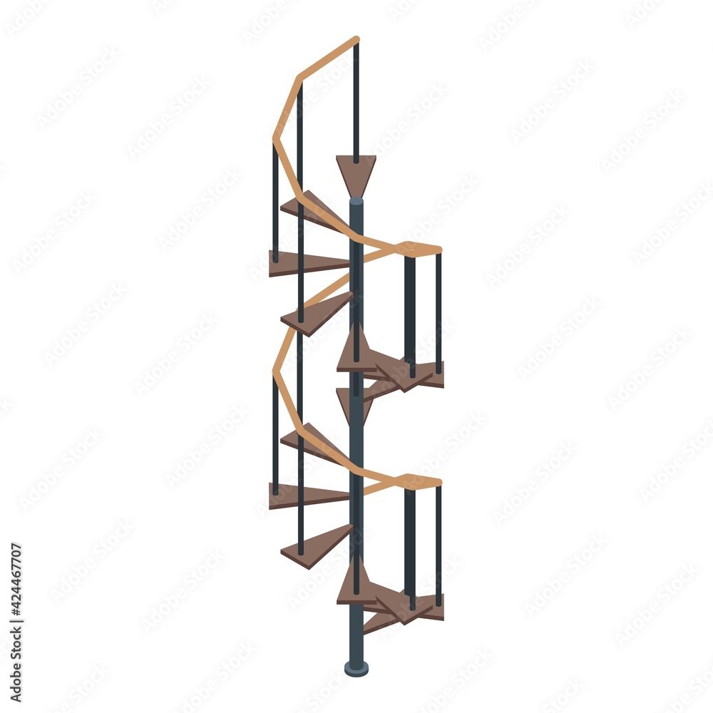 Screw spiral staircase icon. Isometric of Screw spiral staircase vector icon for web design isolated on white background Screw spiral staircase icon. Isometric of Screw spiral staircase vector icon for web design isolated on white background