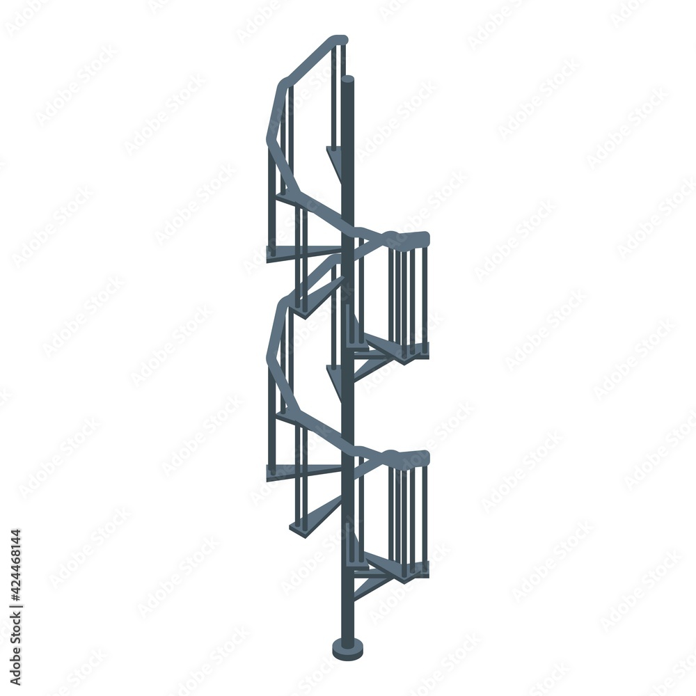 Metal spiral staircase icon. Isometric of Metal spiral staircase vector icon for web design isolated on white background Metal spiral staircase icon. Isometric of Metal spiral staircase vector icon for web design isolated on white background