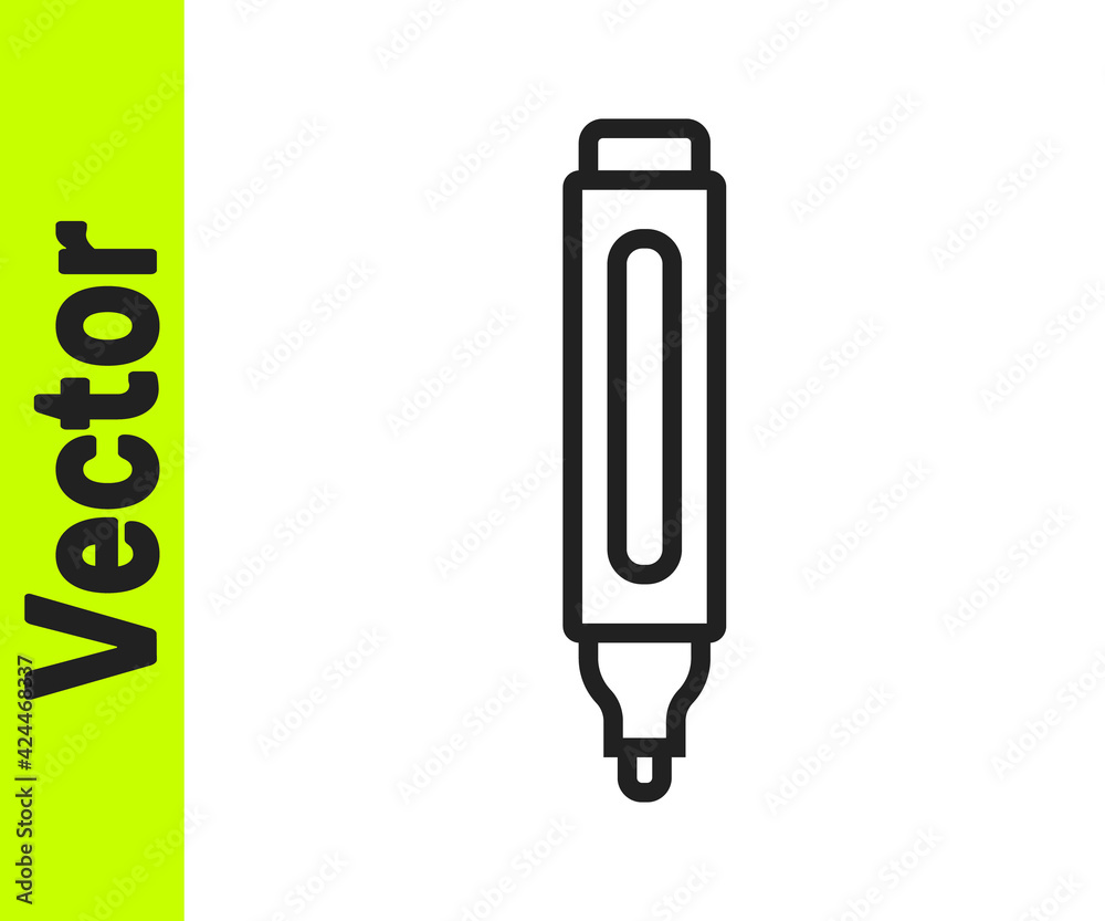 Black line Marker pen icon isolated on white background. Vector