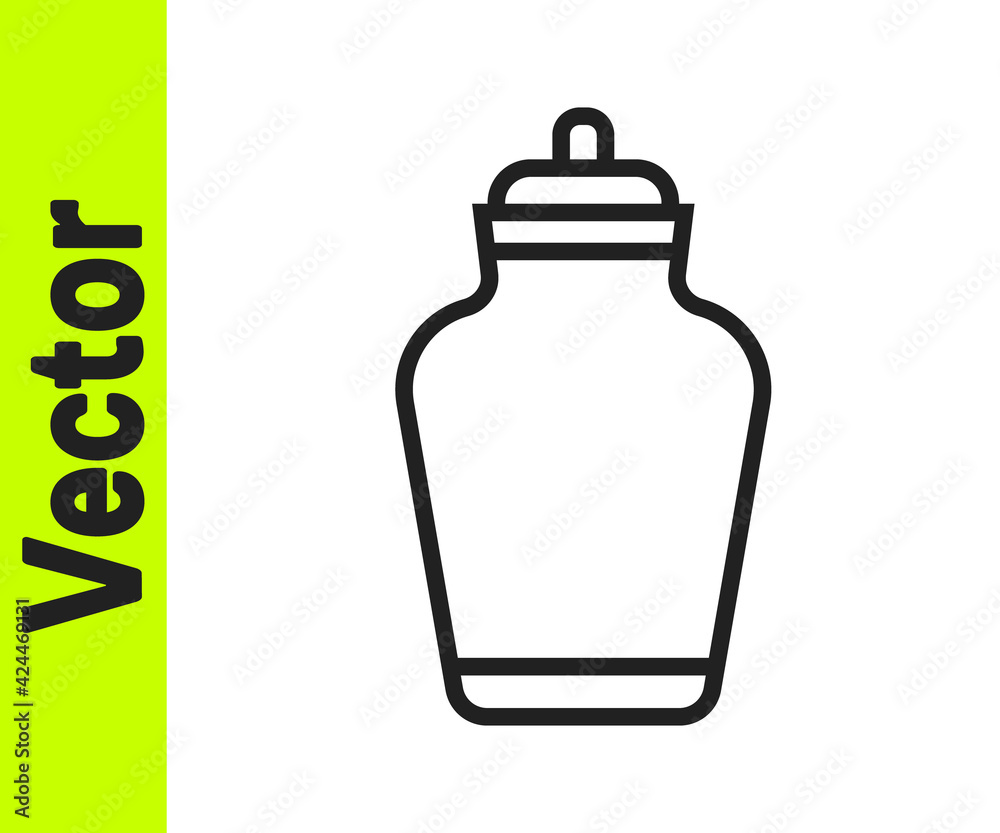 Black line Funeral urn icon isolated on white background. Cremation and burial containers, columbarium vases, jars and pots with ashes. Vector Black line Funeral urn icon isolated on white background. Cremation and burial containers, columbarium vases, jars and pots with ashes. Vector