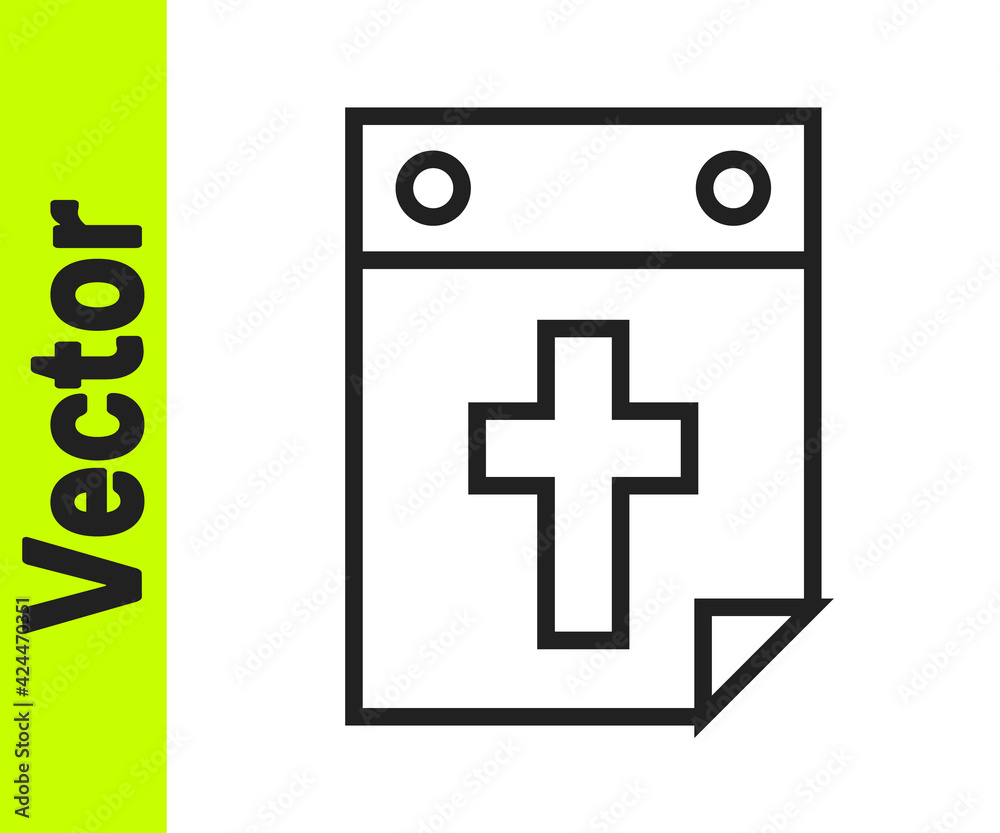 Black line Calendar death icon isolated on white background. Vector Black line Calendar death icon isolated on white background. Vector