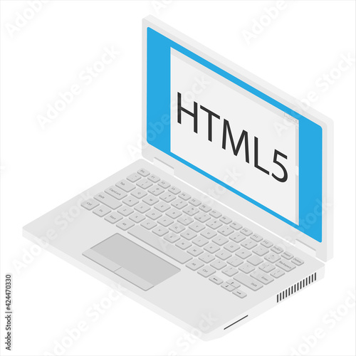 Laptop coding concept. Web developer, design, programming. Laptop screen code