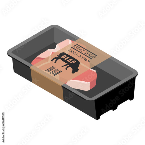 Raw fresh beef T-bone steak food packing design.