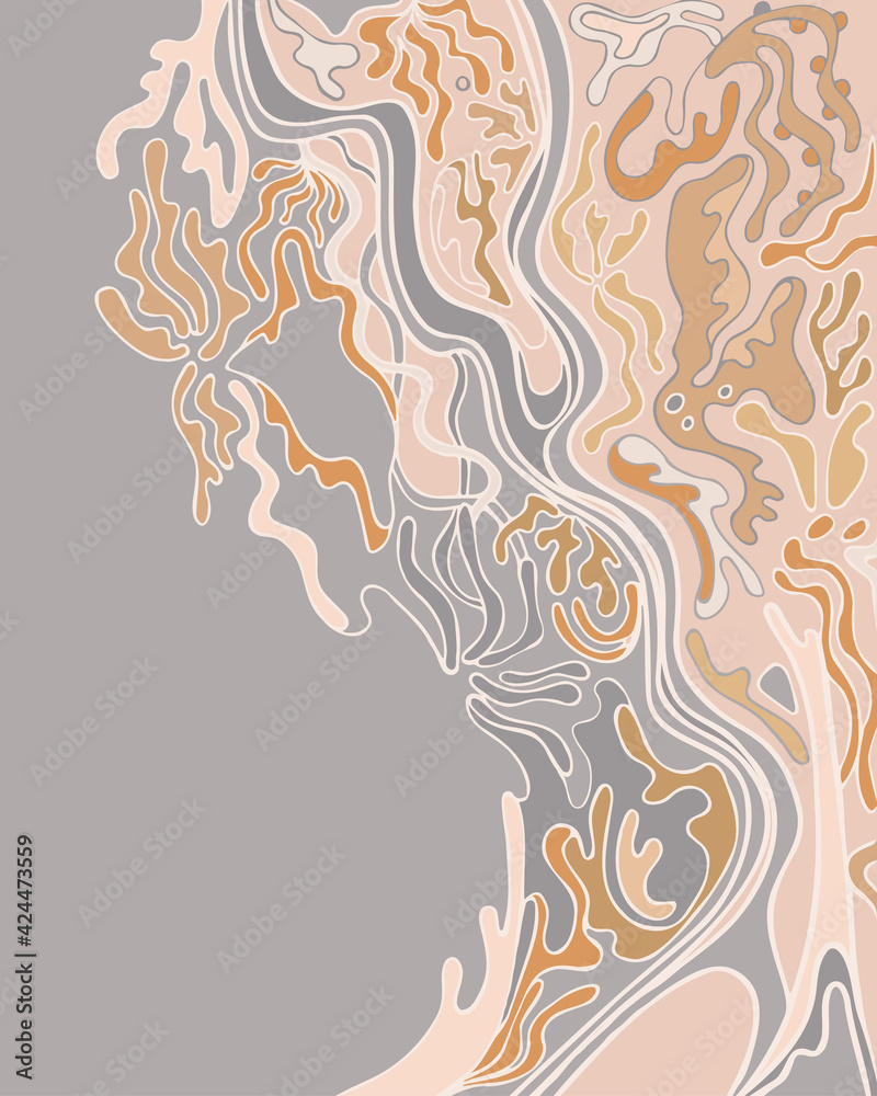 design in pastel shades with abstract flowing shapes
